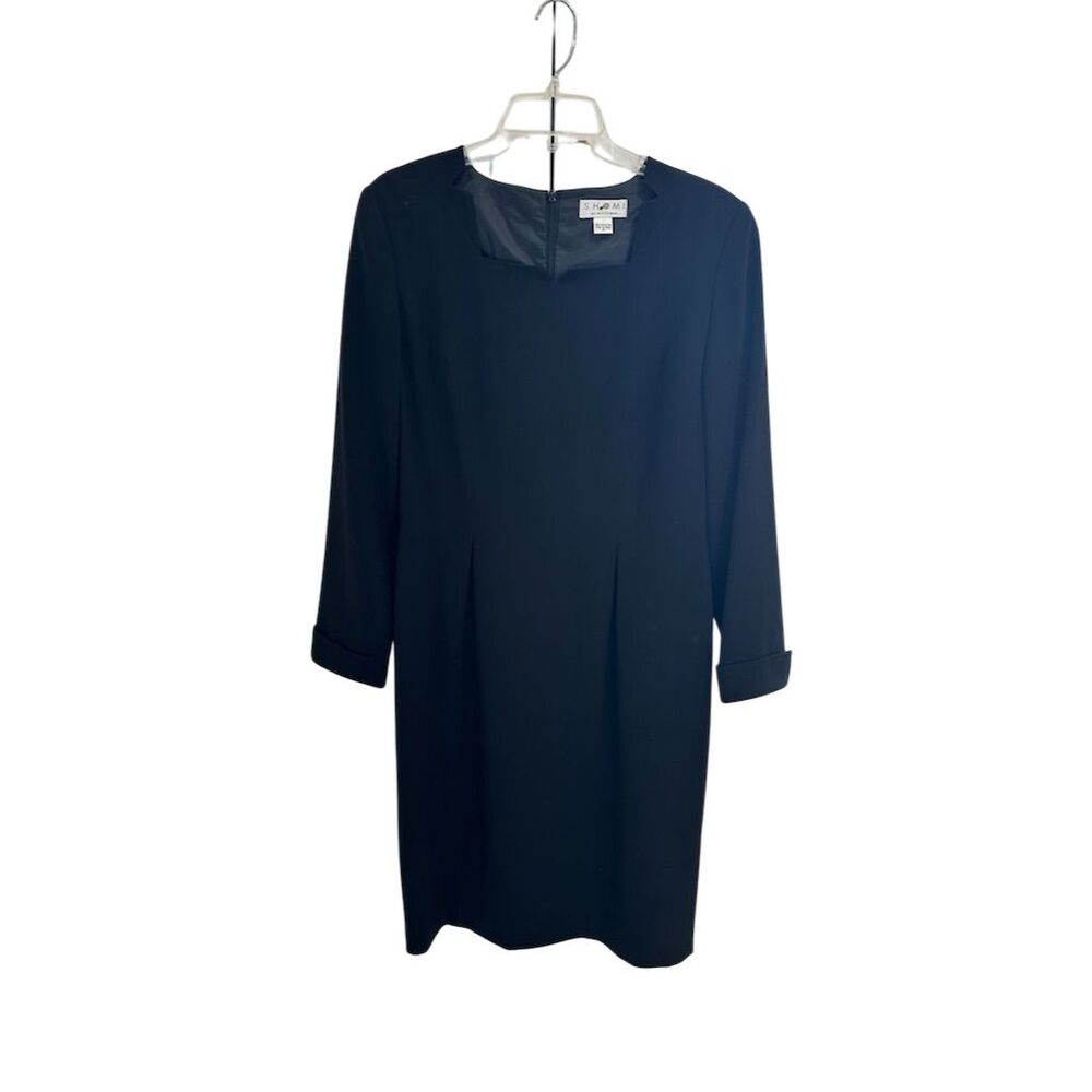 NWT Shomi Women's‎ Black Shift Dress Size 10 Knee Length 3/4 Sleeve SI30